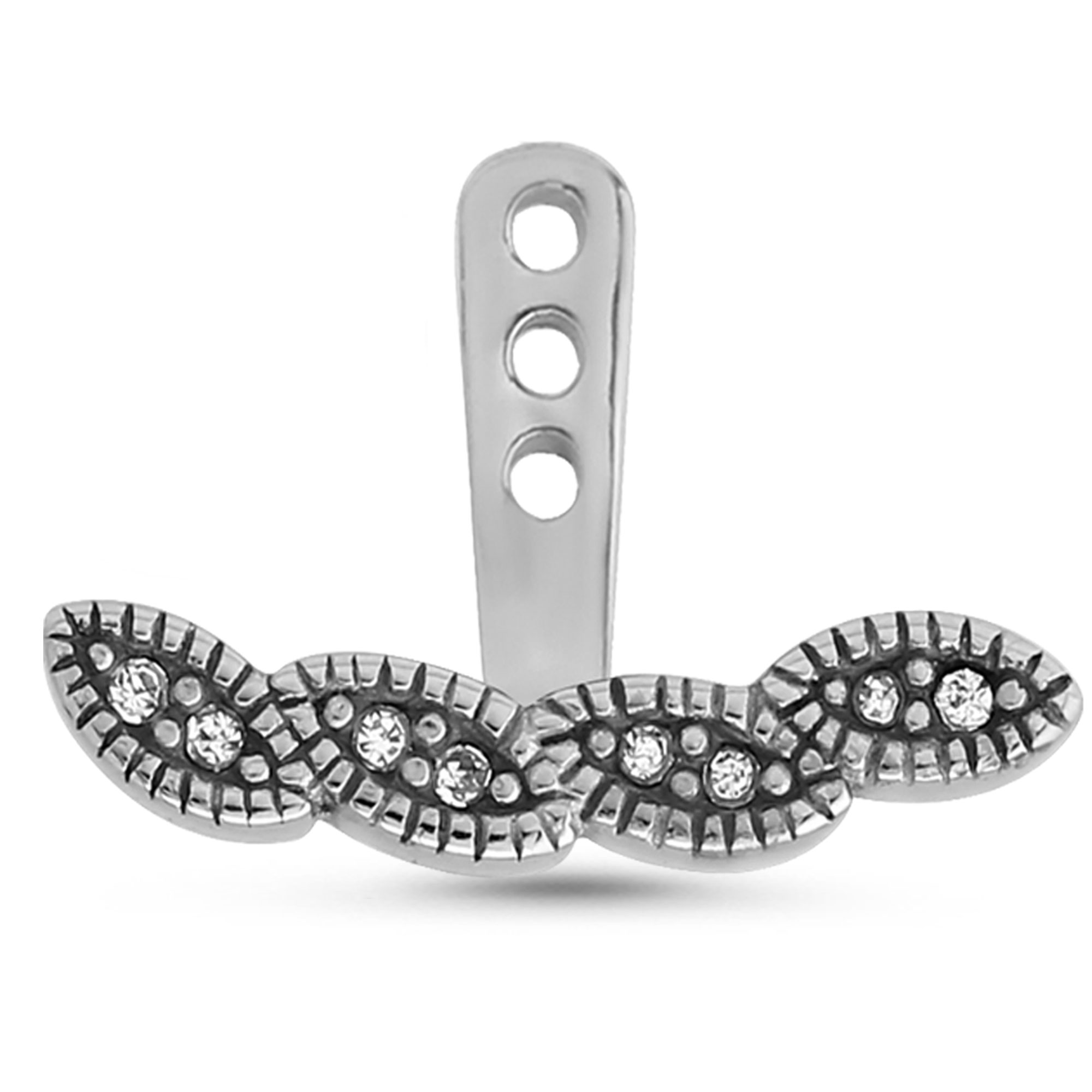 Studded Leaves Ear Jacket Earrings Cartilage Tragus Helix Labret 316L Surgical Steel