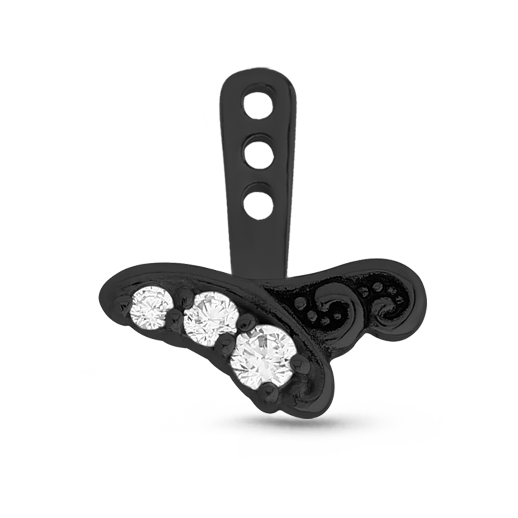 3 Stone Swirl Ear Jacket Earrings Cartilage Tragus Helix Labret 316L Surgical Steel