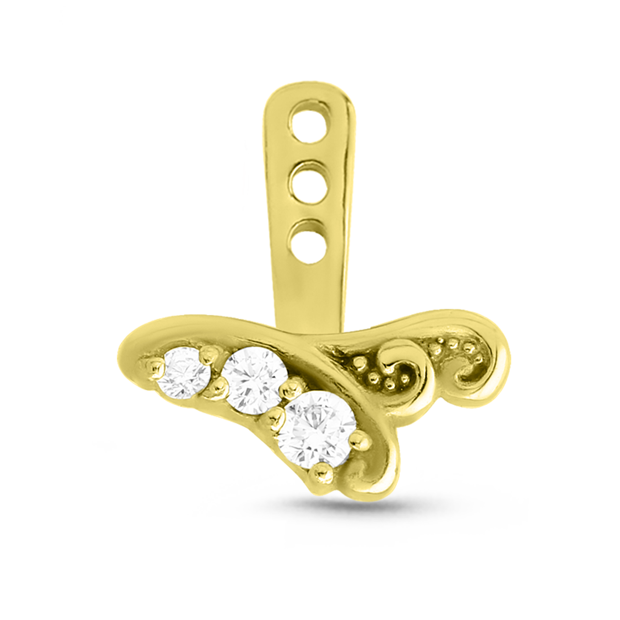 3 Stone Swirl Ear Jacket Earrings Cartilage Tragus Helix Labret 316L Surgical Steel