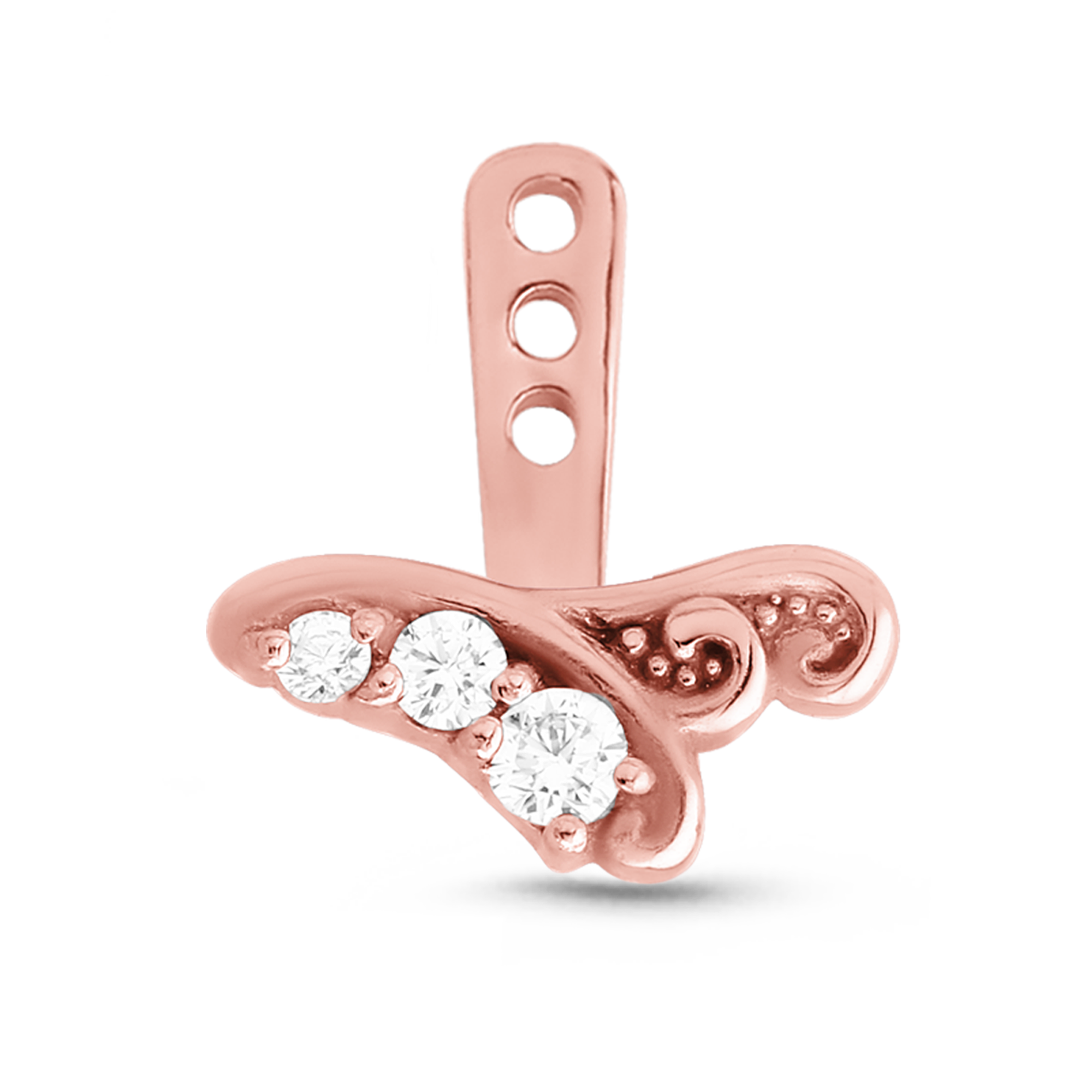 3 Stone Swirl Ear Jacket Earrings Cartilage Tragus Helix Labret 316L Surgical Steel