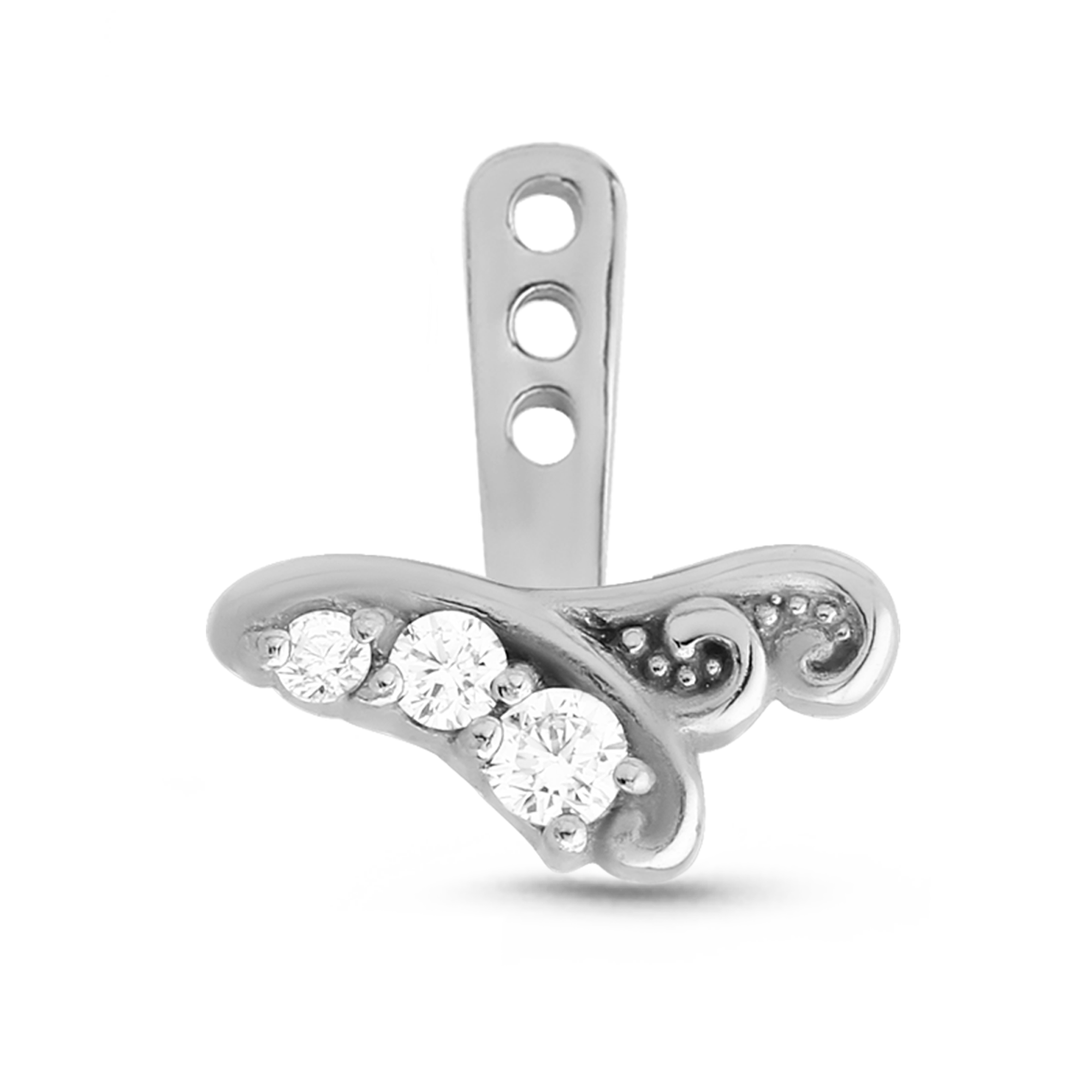 3 Stone Swirl Ear Jacket Earrings Cartilage Tragus Helix Labret 316L Surgical Steel