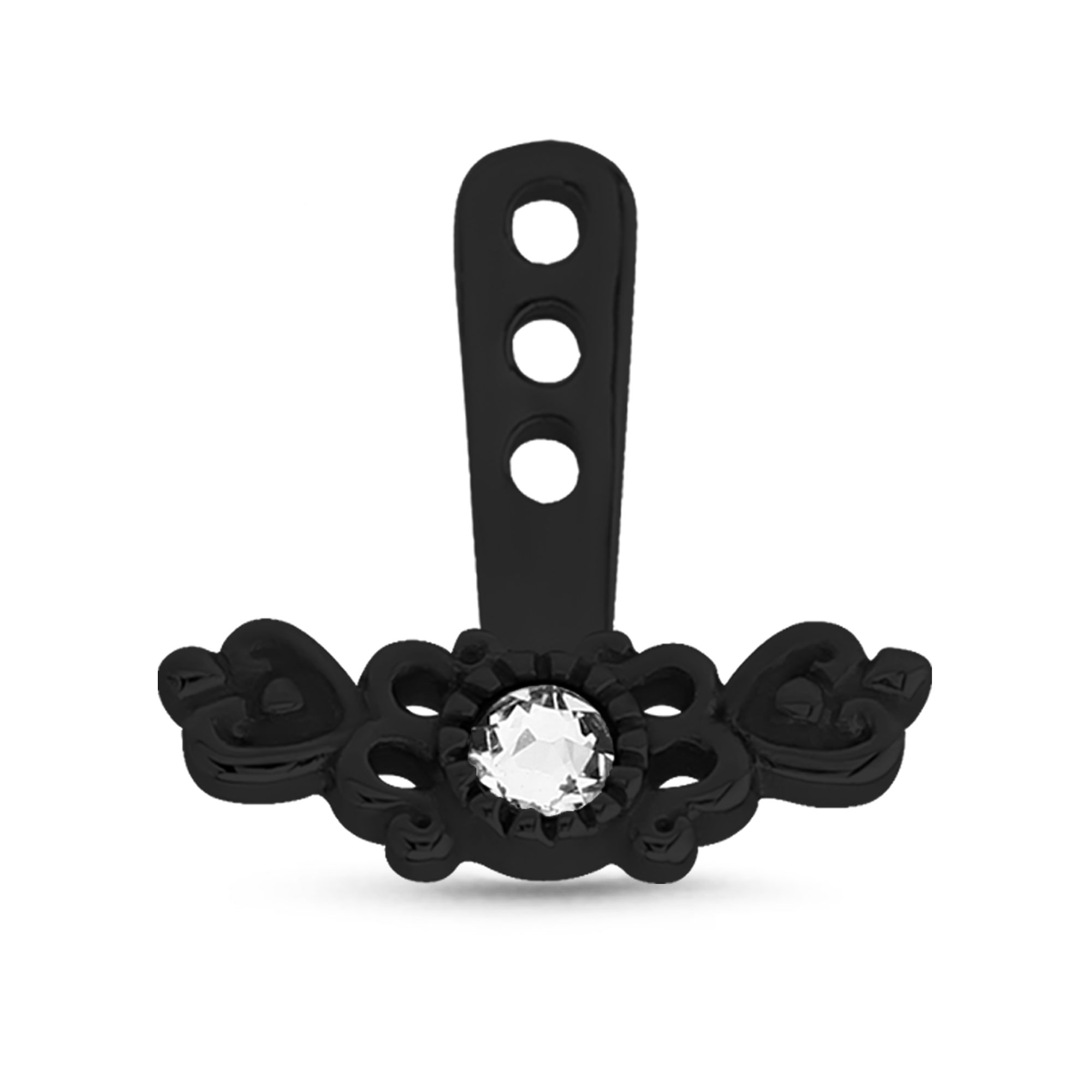 Double Heart CZ Ear Jacket Earrings Cartilage Tragus Helix Labret 316L Surgical Steel