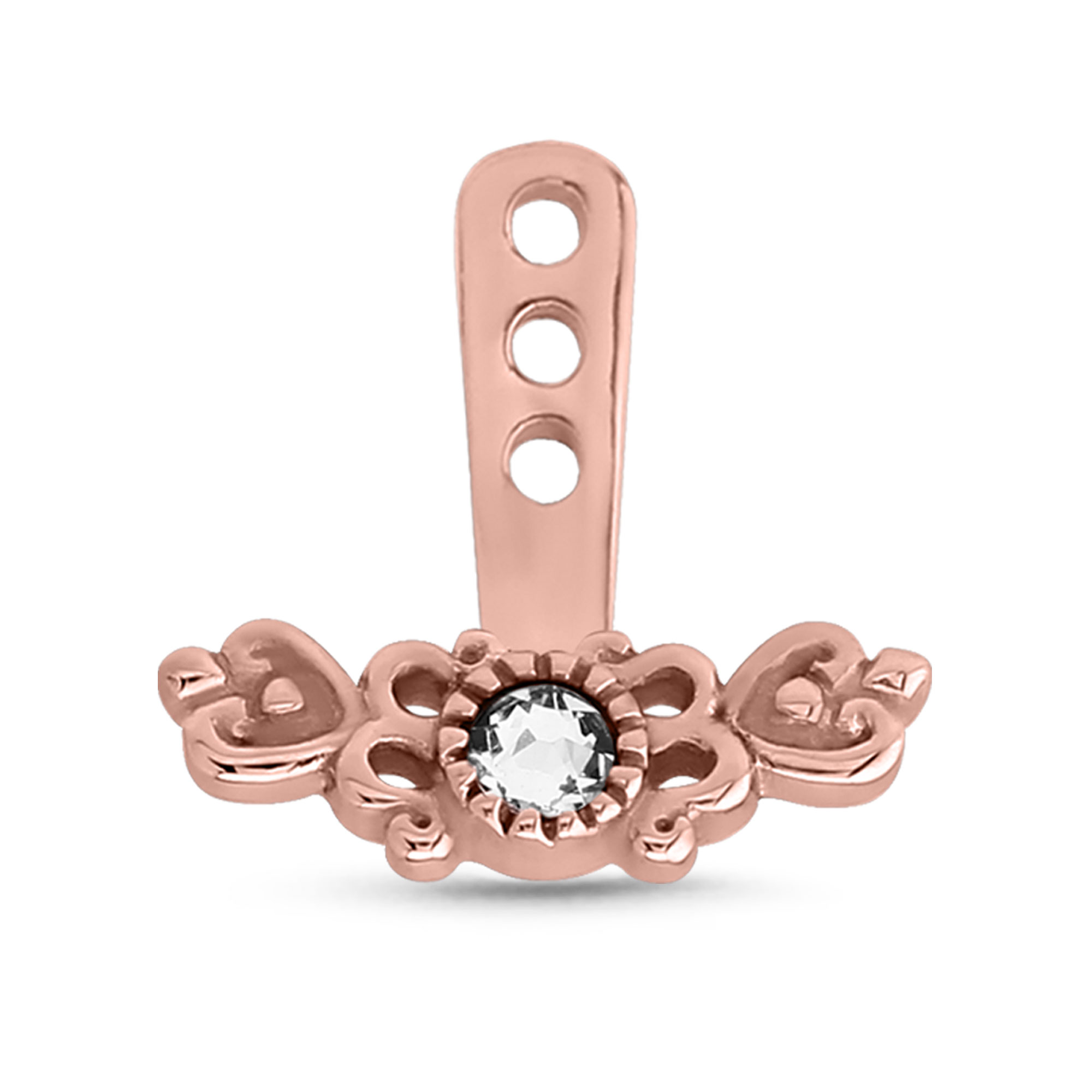 Double Heart CZ Ear Jacket Earrings Cartilage Tragus Helix Labret 316L Surgical Steel