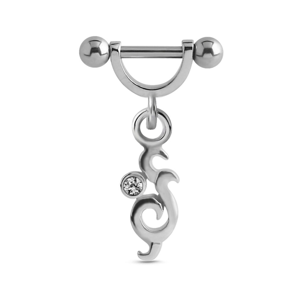 surgical steel ear cartilage helix shield featuring a Swirl design