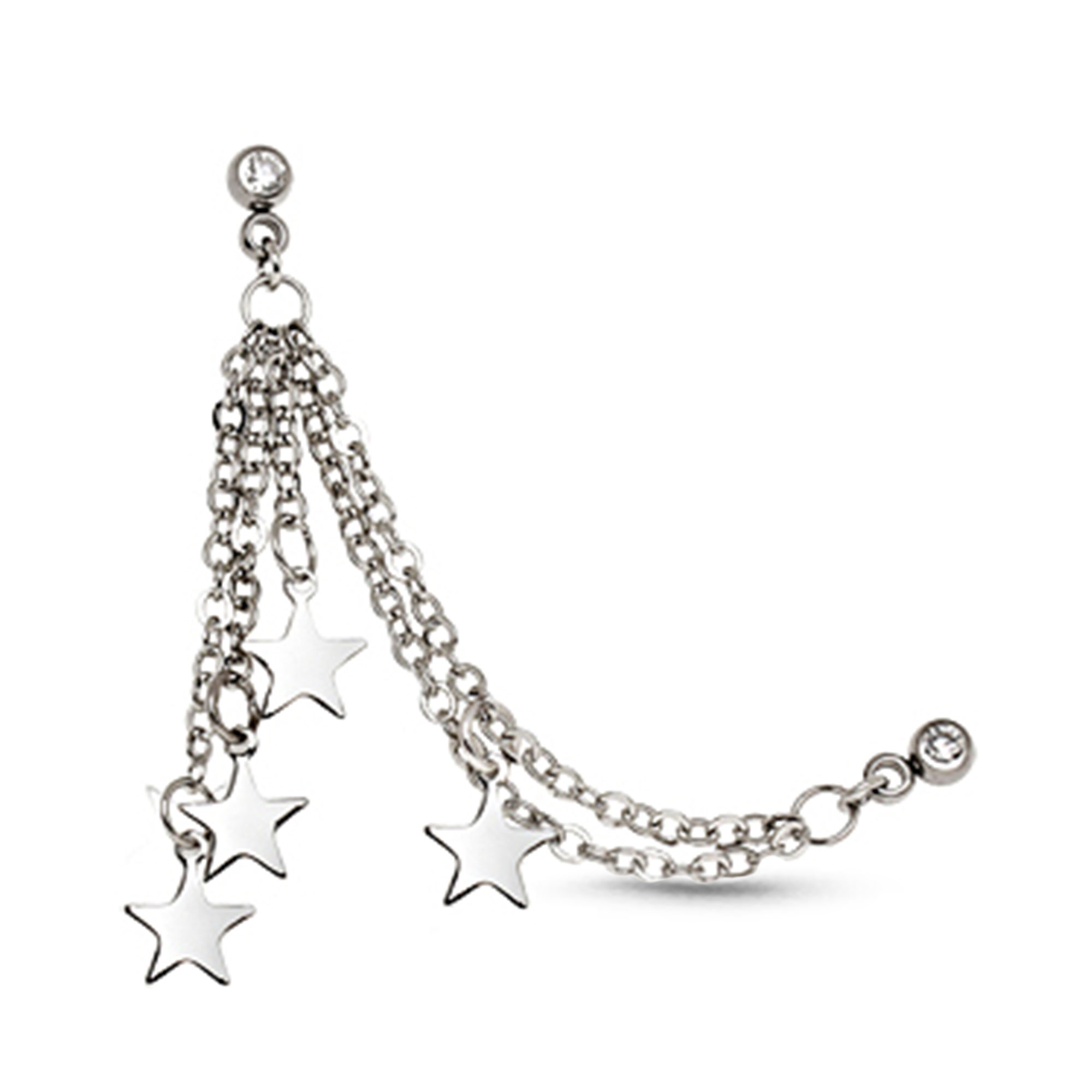 Dangling Stars Chain Ear Cartilage Earring Helix Cuff 316L Surgical Steel 16G