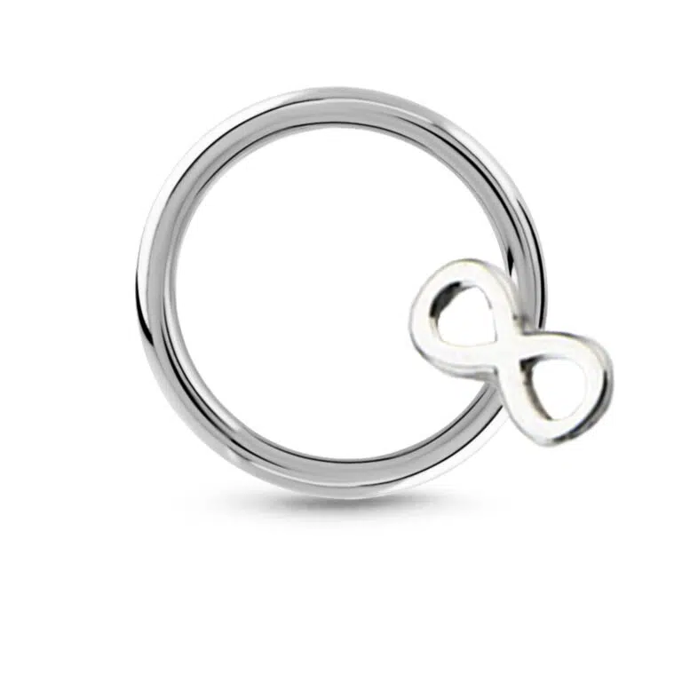 Surgical Steel omni bead hoop featuring a Infinity design