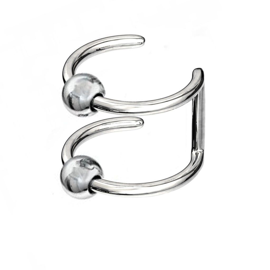 Surgical Steel Fake Clip On Open Hoop Nose Ring featuring a double bead design
