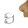 Surgical Steel Fake Clip On Open Hoop Nose Ring featuring a double bead design with secondary nose pic