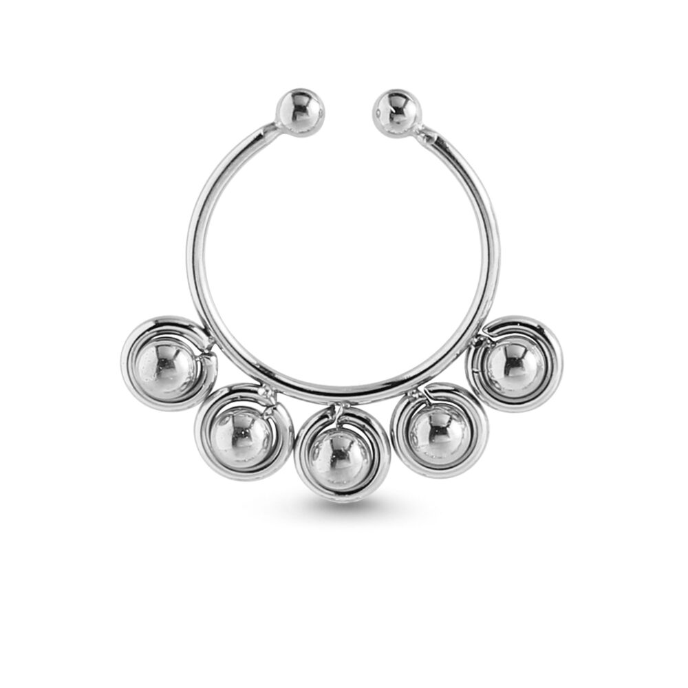 surgical steel fake septum nose ring with a beaded design