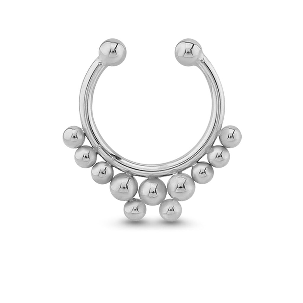 surgical steel fake septum nose ring with a beaded design