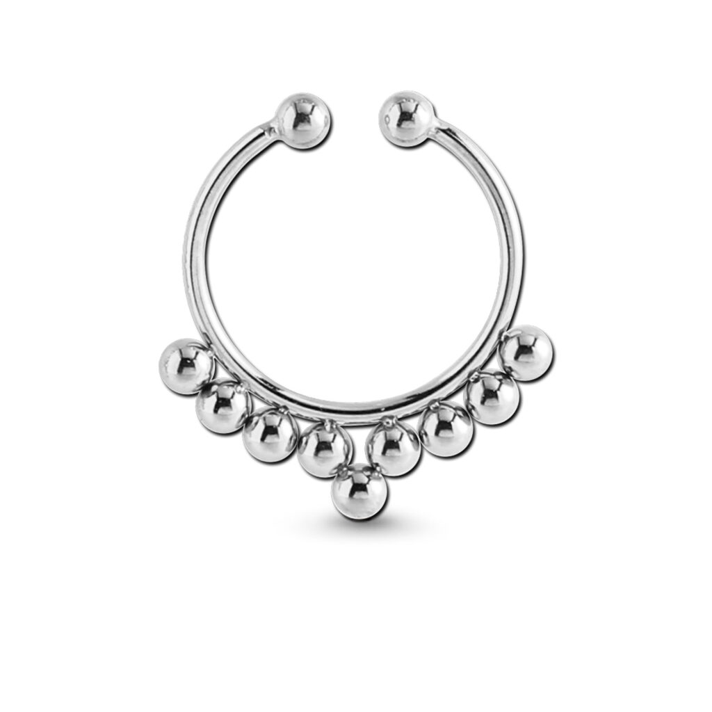 surgical steel fake septum nose ring with a beaded design