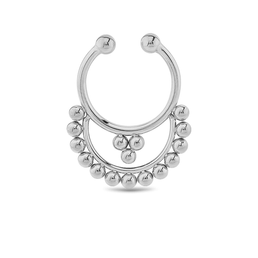 surgical steel fake clip on hoop with a beaded design