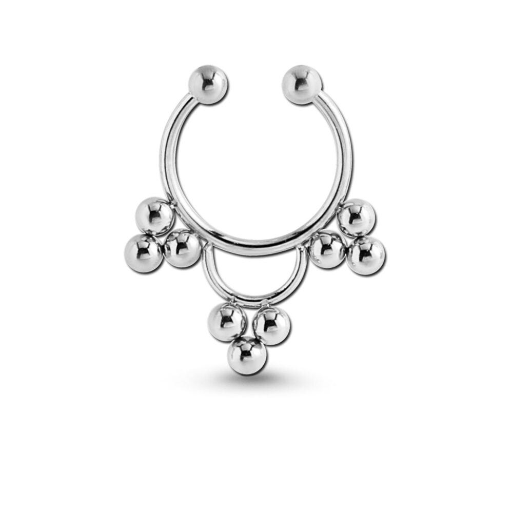 surgical steel fake septum nose ring with a beaded design