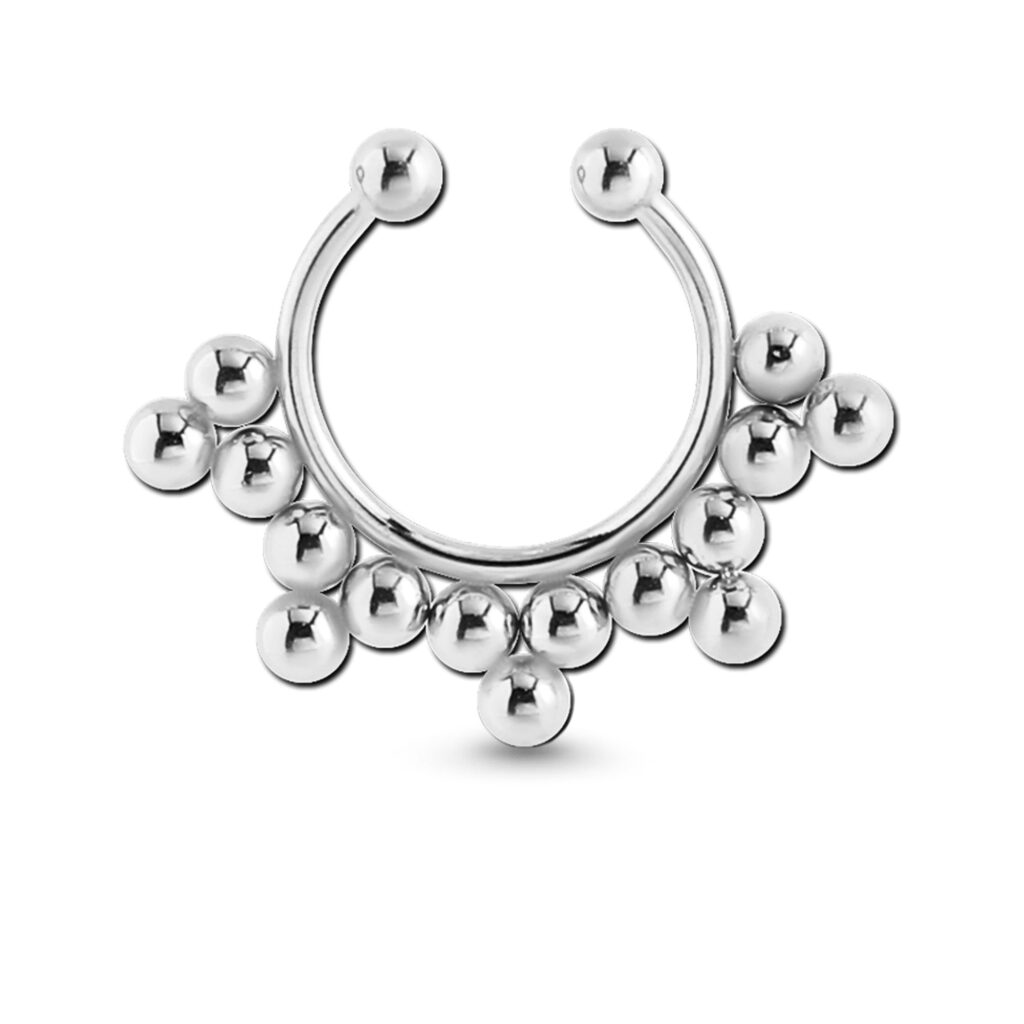 surgical steel fake septum nose ring with a beaded design