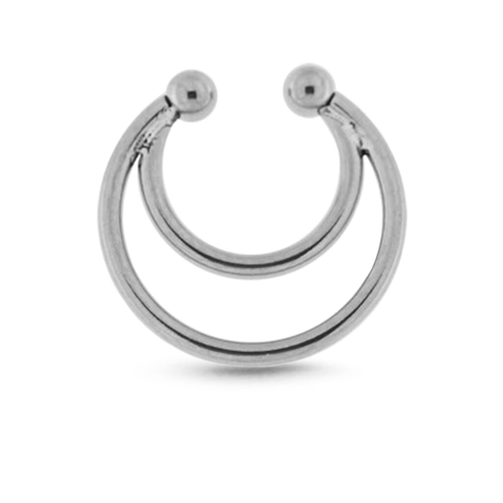 Surgical Steel Fake Septum Ring with a Double Stand Design