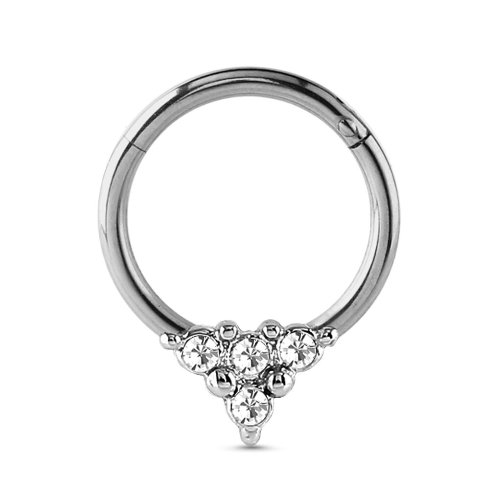 surgical steel hinged septum clicker featuring a cluster design