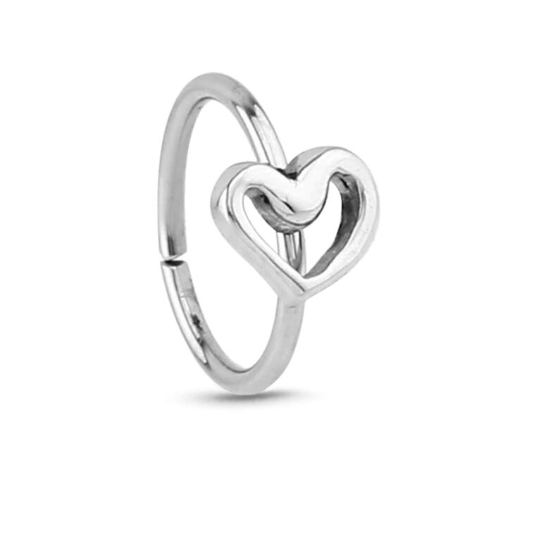 surgical steel nose hoop ring featuring a heart design