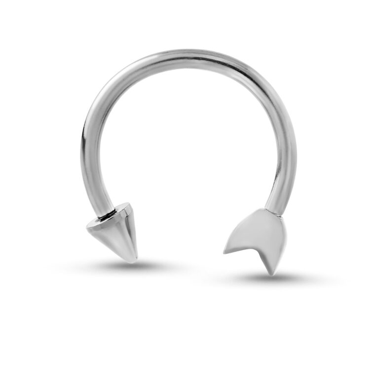 surgical steel captive bead horseshoe hoop featuring an arrow design