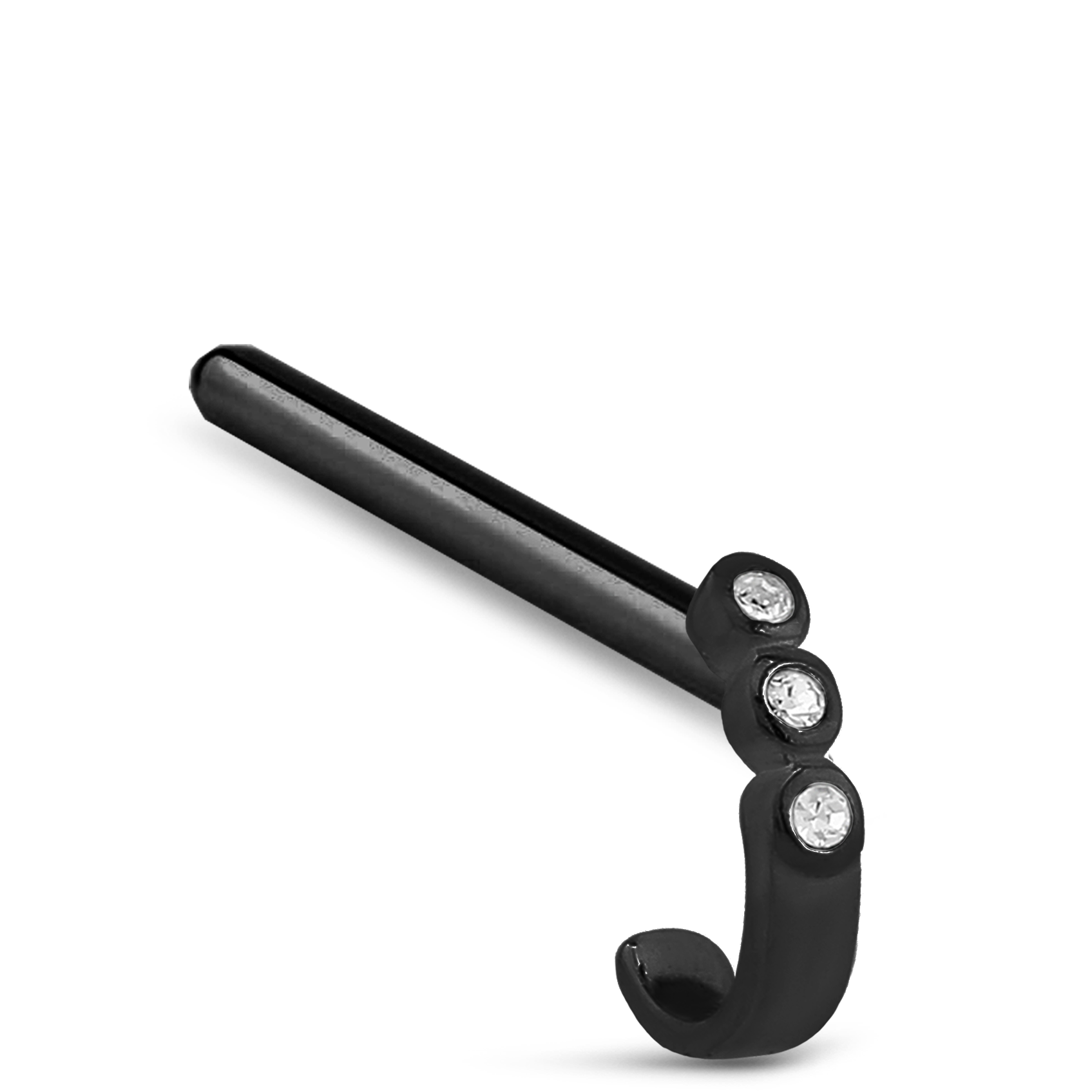 Triple Bezel CZ Nose Hugger 316L Surgical Steel 20G