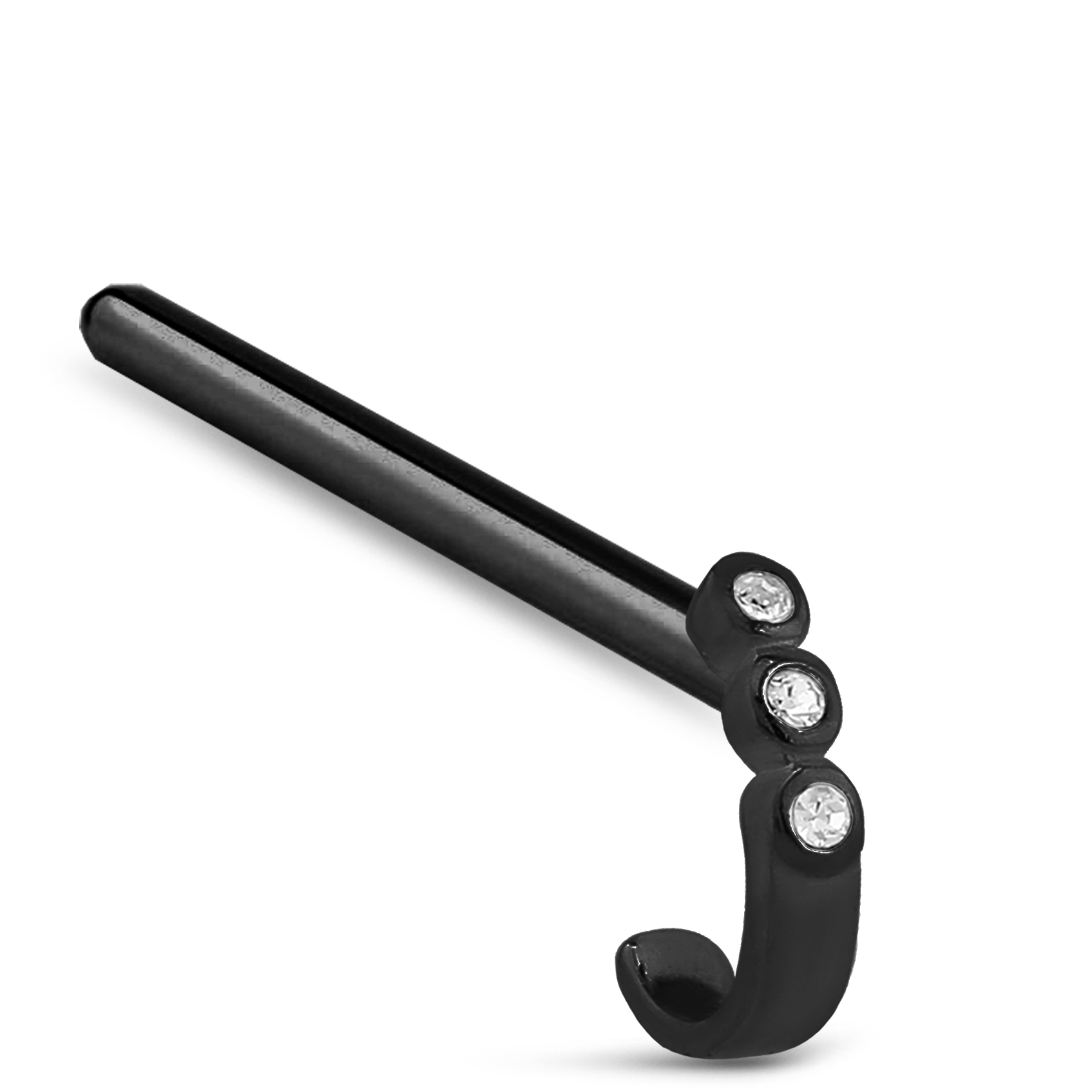 Triple Bezel CZ Nose Hugger 316L Surgical Steel 20G