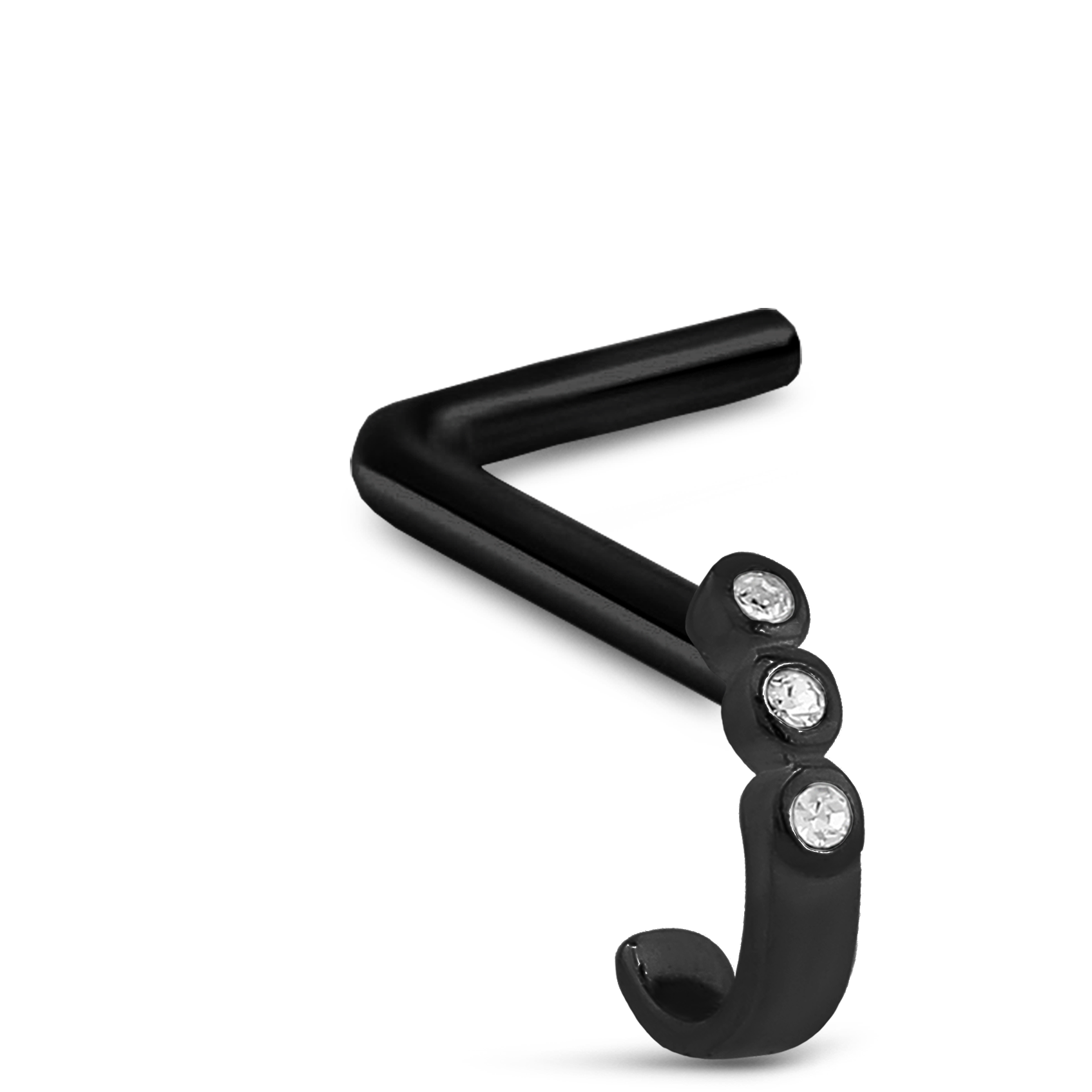 Triple Bezel CZ Nose Hugger 316L Surgical Steel 20G