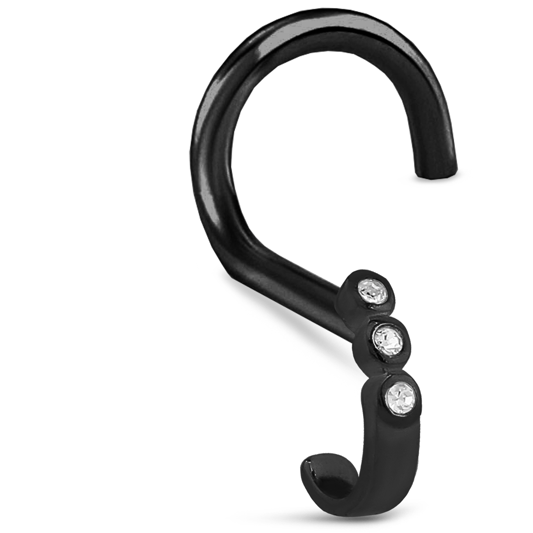 Triple Bezel CZ Nose Hugger 316L Surgical Steel 20G