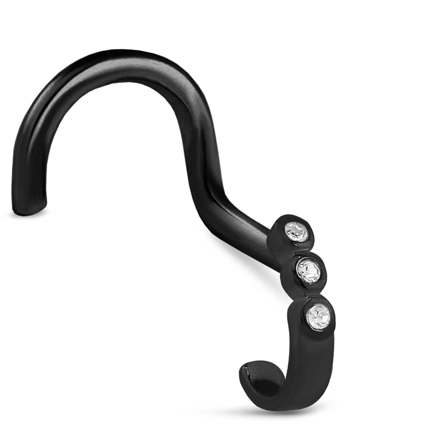 Triple Bezel CZ Nose Hugger 316L Surgical Steel 20G