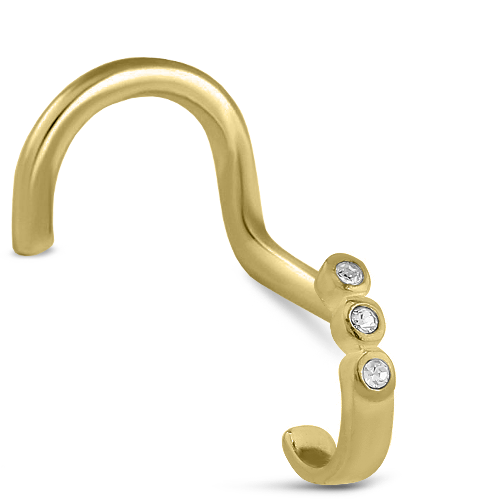 Triple Bezel CZ Nose Hugger 316L Surgical Steel 20G