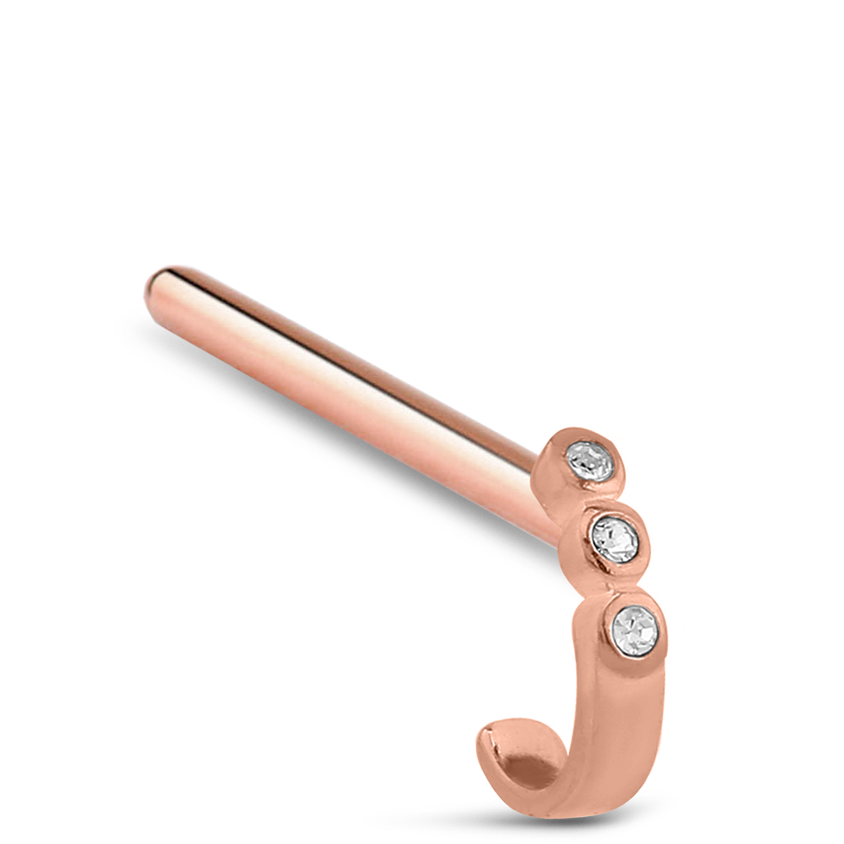 Triple Bezel CZ Nose Hugger 316L Surgical Steel 20G