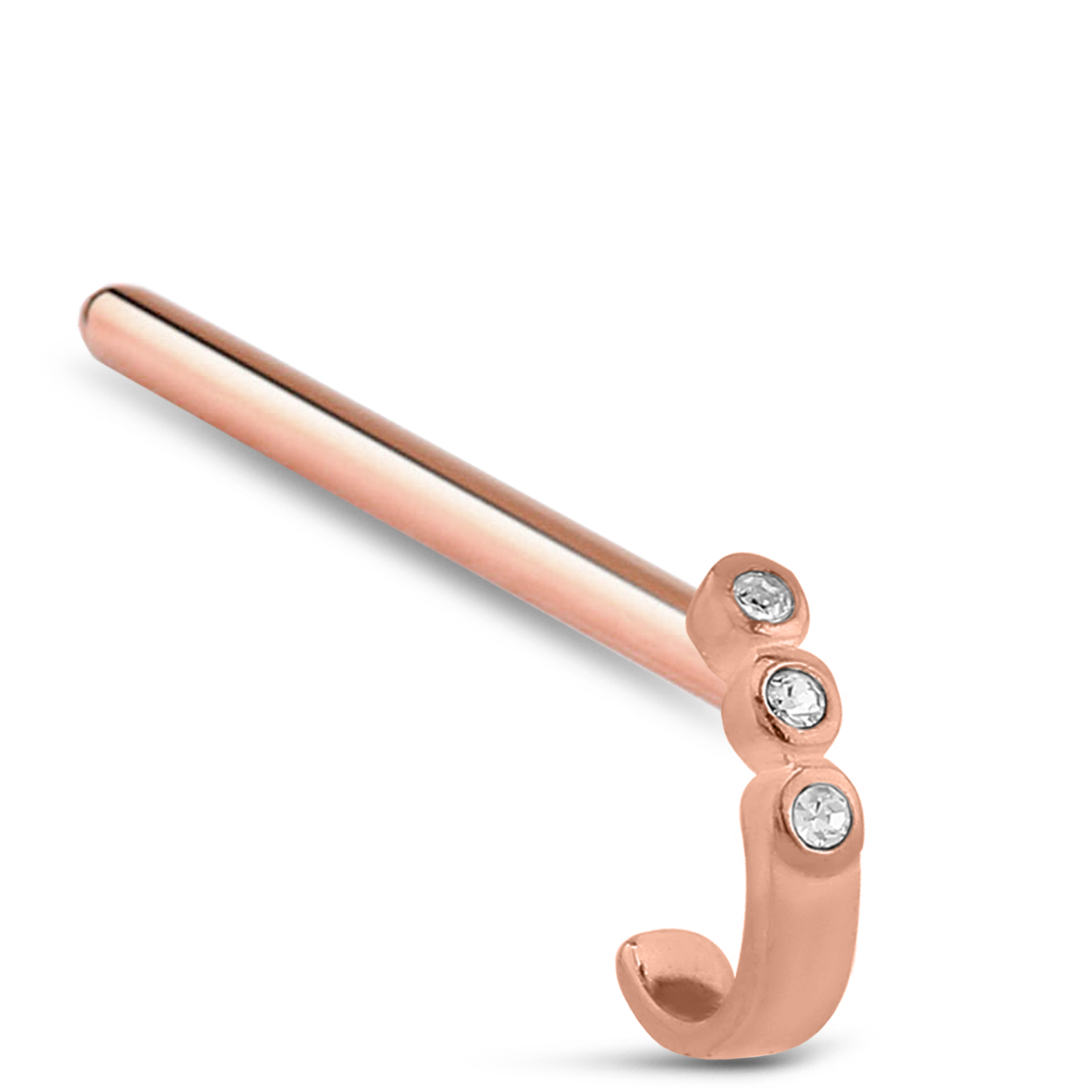 Triple Bezel CZ Nose Hugger 316L Surgical Steel 20G