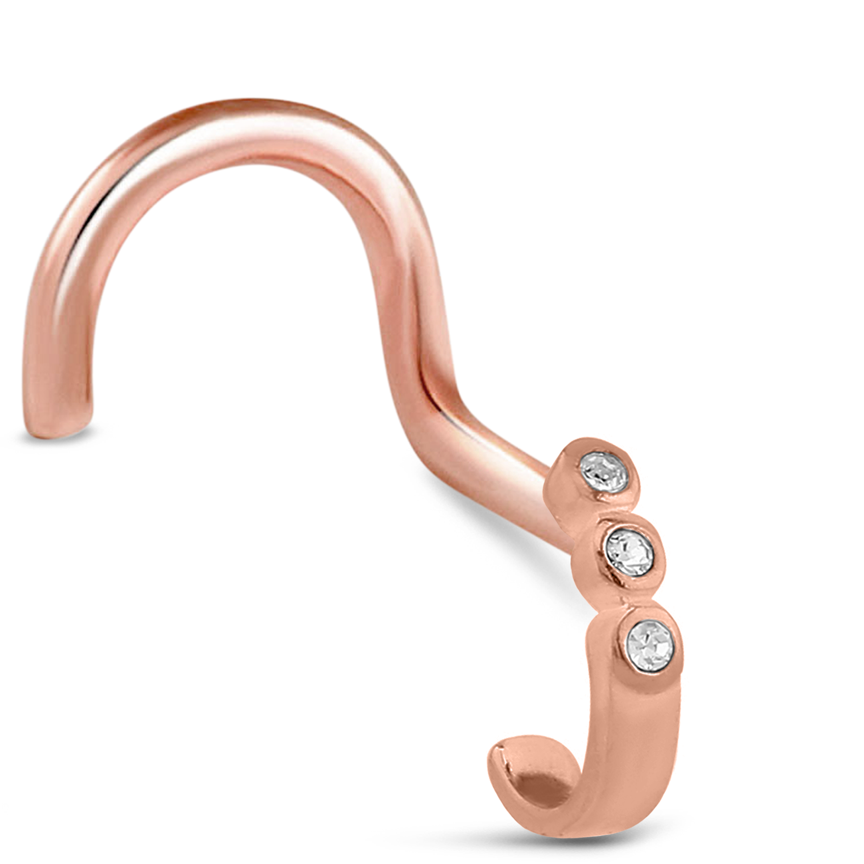 Triple Bezel CZ Nose Hugger 316L Surgical Steel 20G