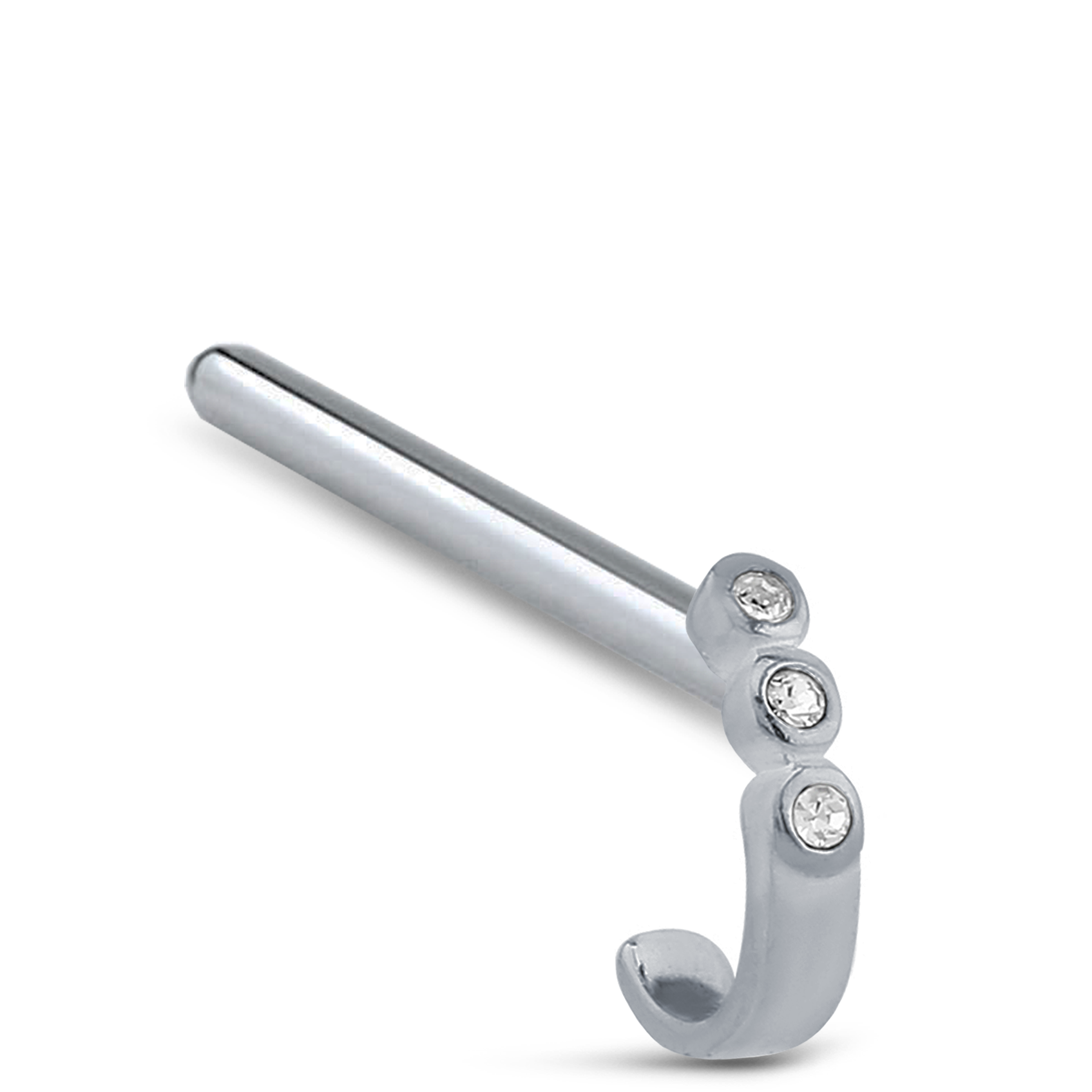 Triple Bezel CZ Nose Hugger 316L Surgical Steel 20G