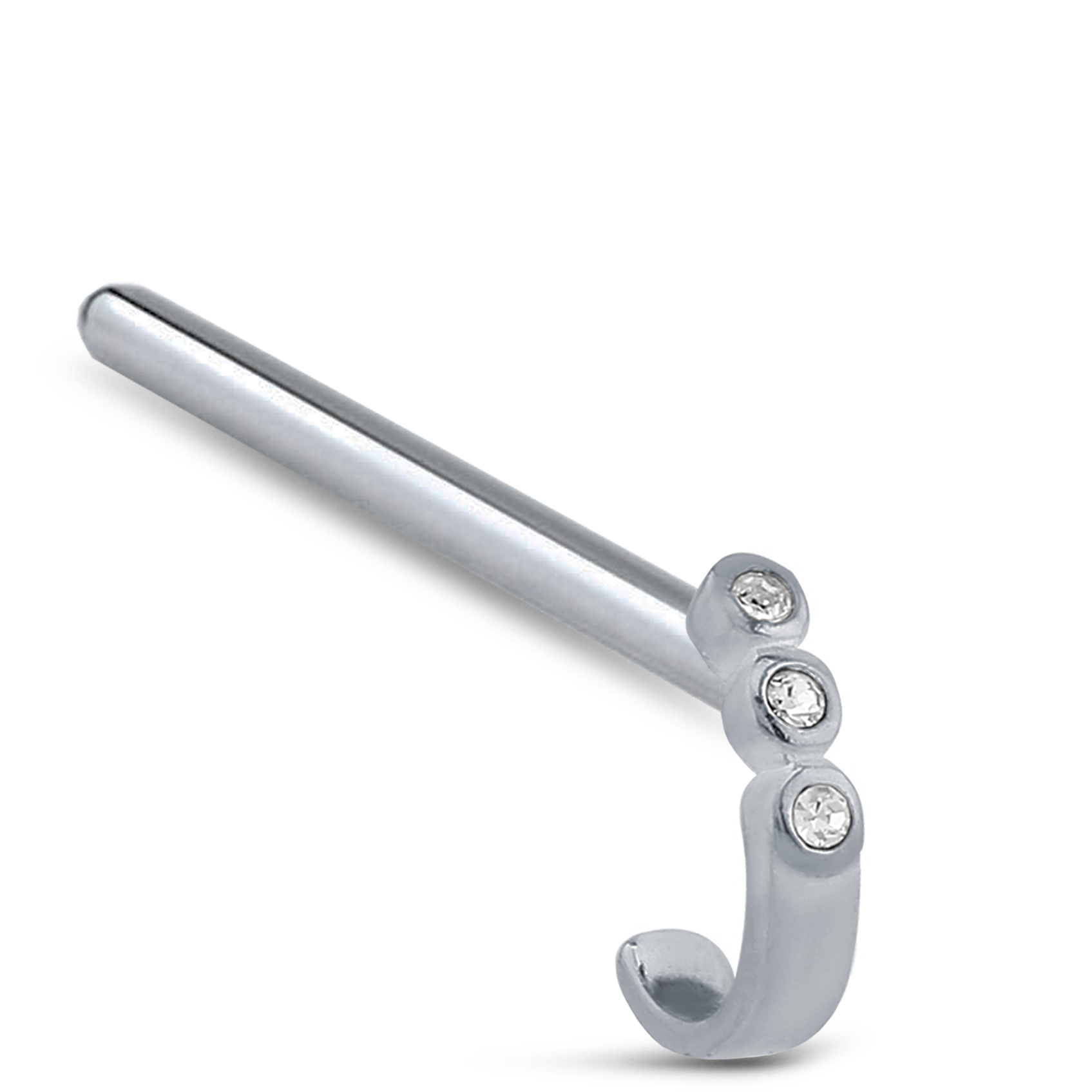 Triple Bezel CZ Nose Hugger 316L Surgical Steel 20G