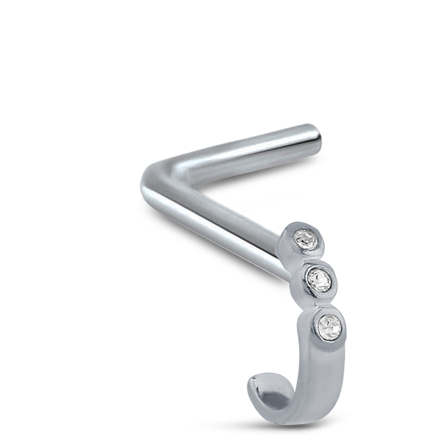 Triple Bezel CZ Nose Hugger 316L Surgical Steel 20G