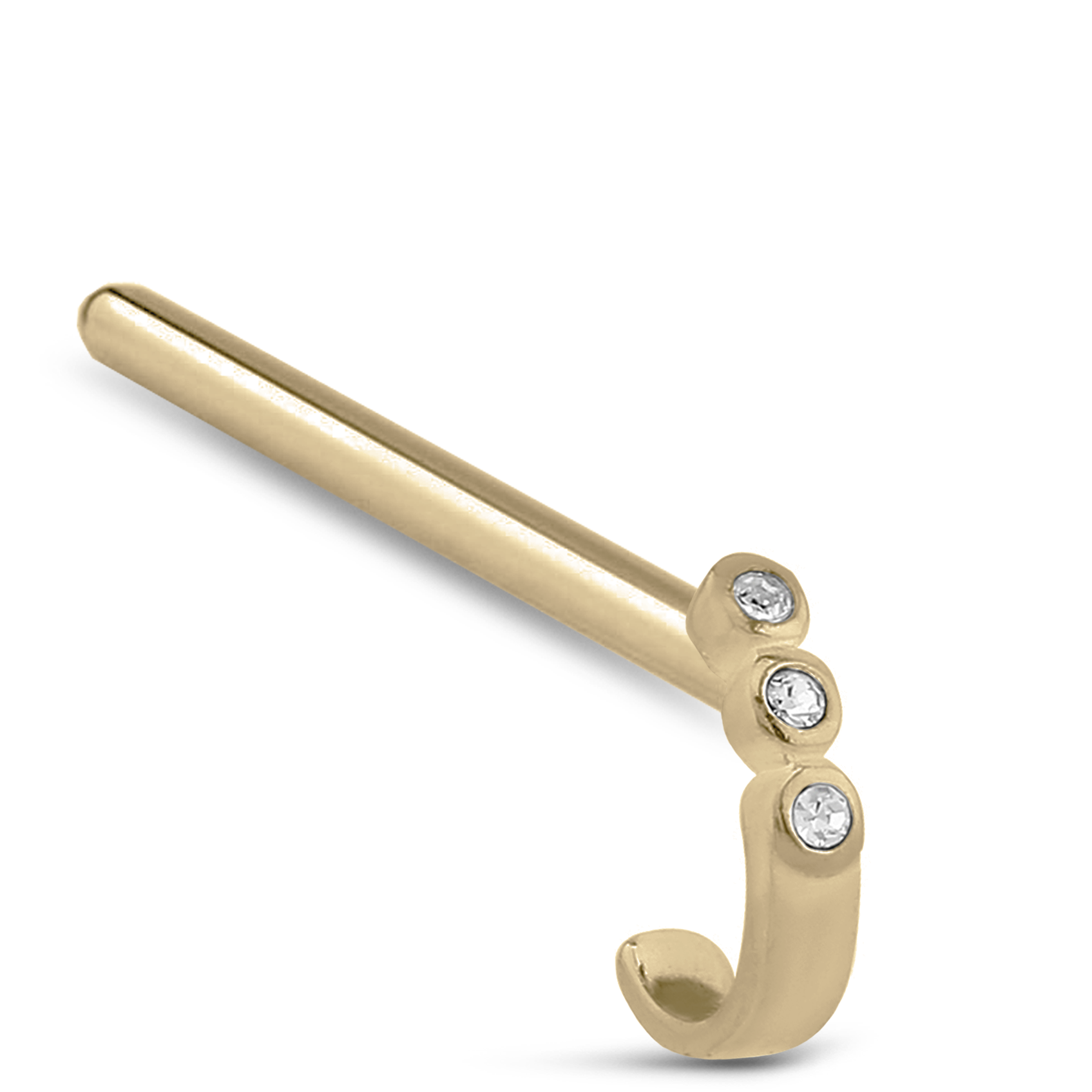 Triple Bezel CZ Nose Hugger 316L Surgical Steel 20G