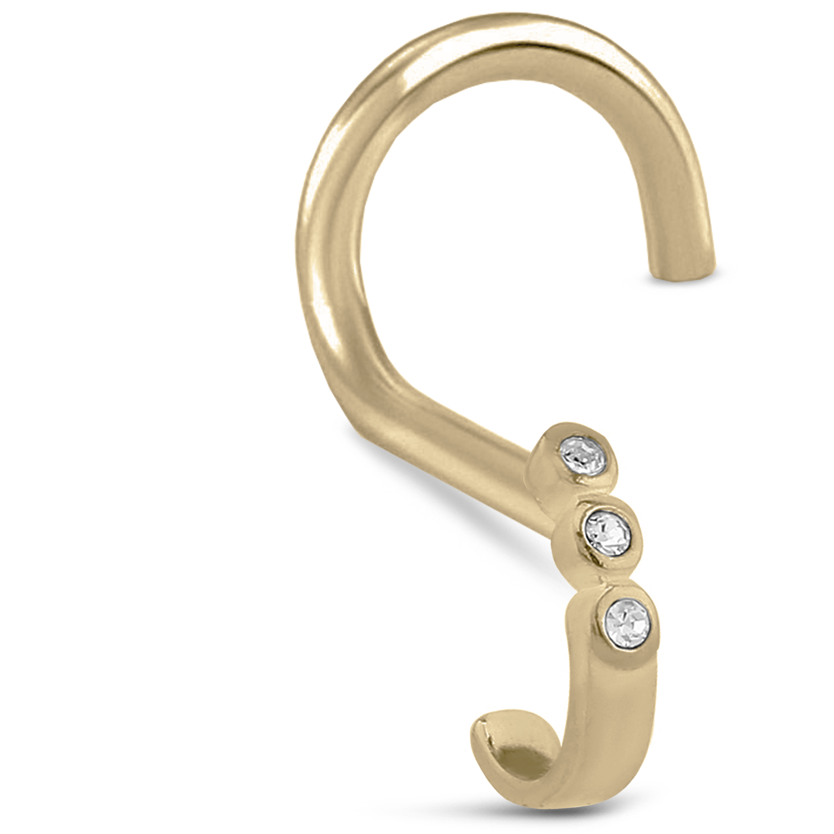 Triple Bezel CZ Nose Hugger 316L Surgical Steel 20G