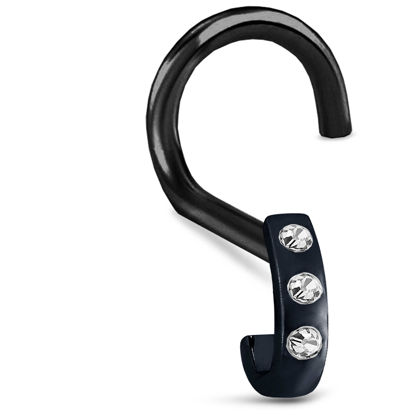 Triple Inset CZ Nose Hugger 316L Surgical Steel 20G