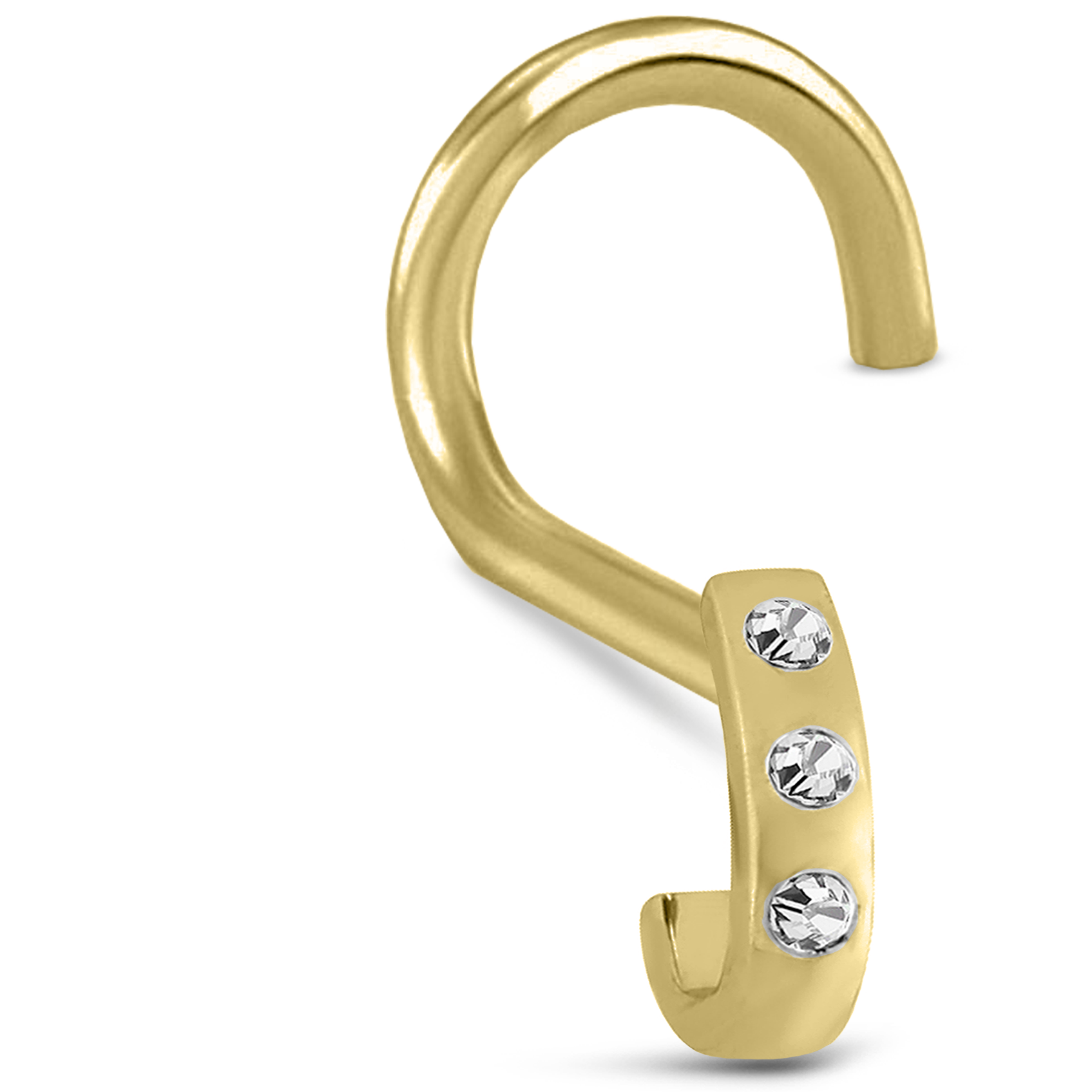 Triple Inset CZ Nose Hugger 316L Surgical Steel 20G