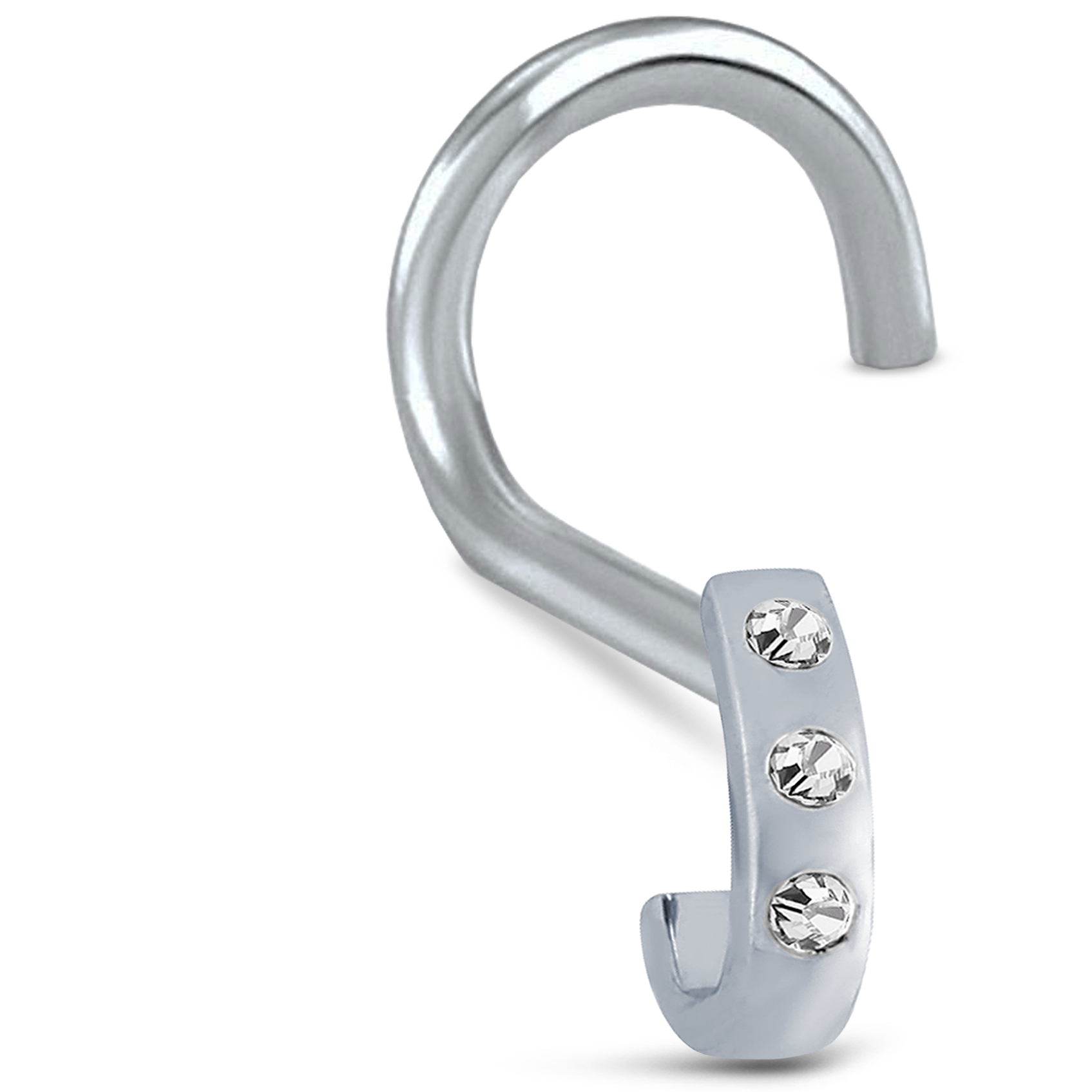 Triple Inset CZ Nose Hugger 316L Surgical Steel 20G