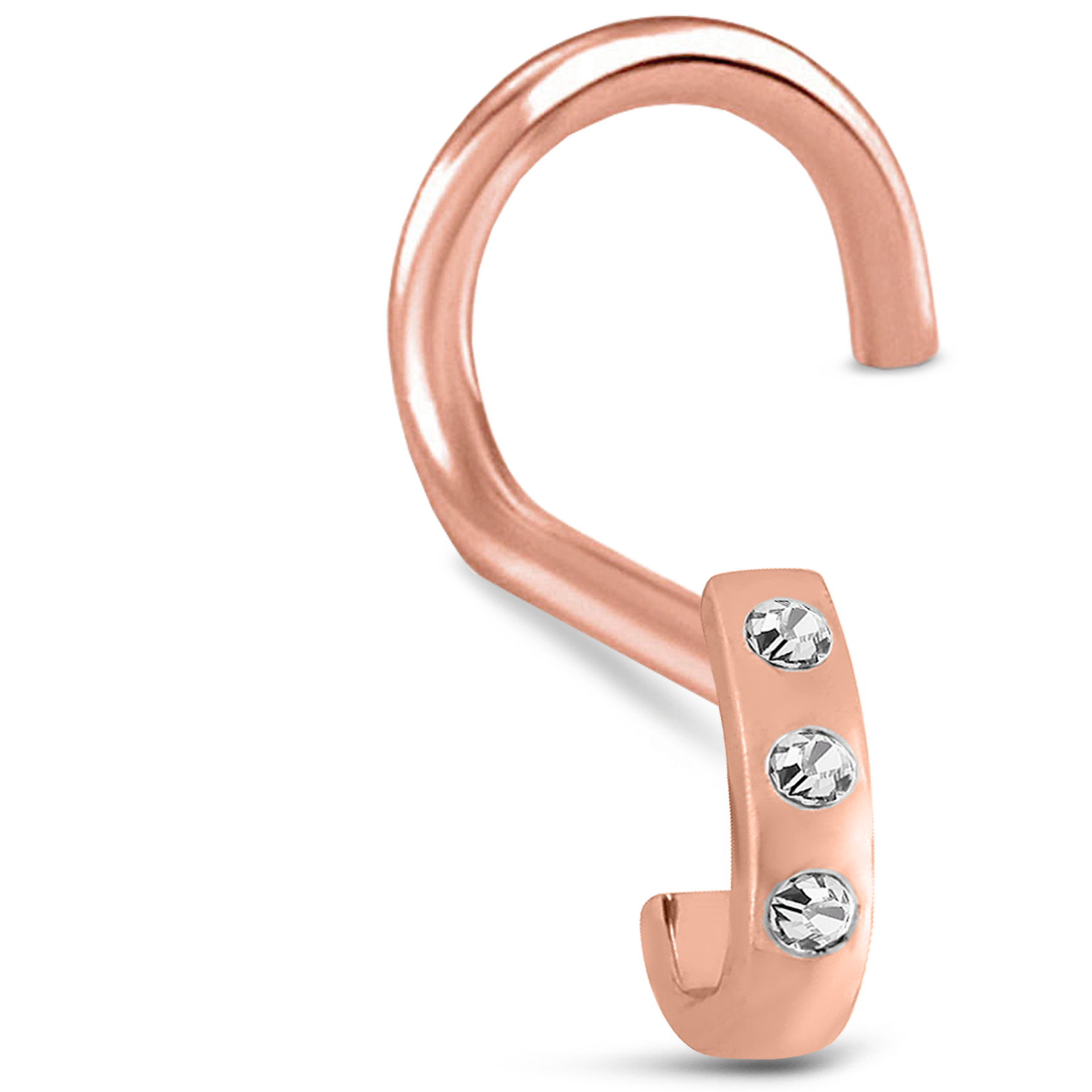 Triple Inset CZ Nose Hugger 316L Surgical Steel 20G
