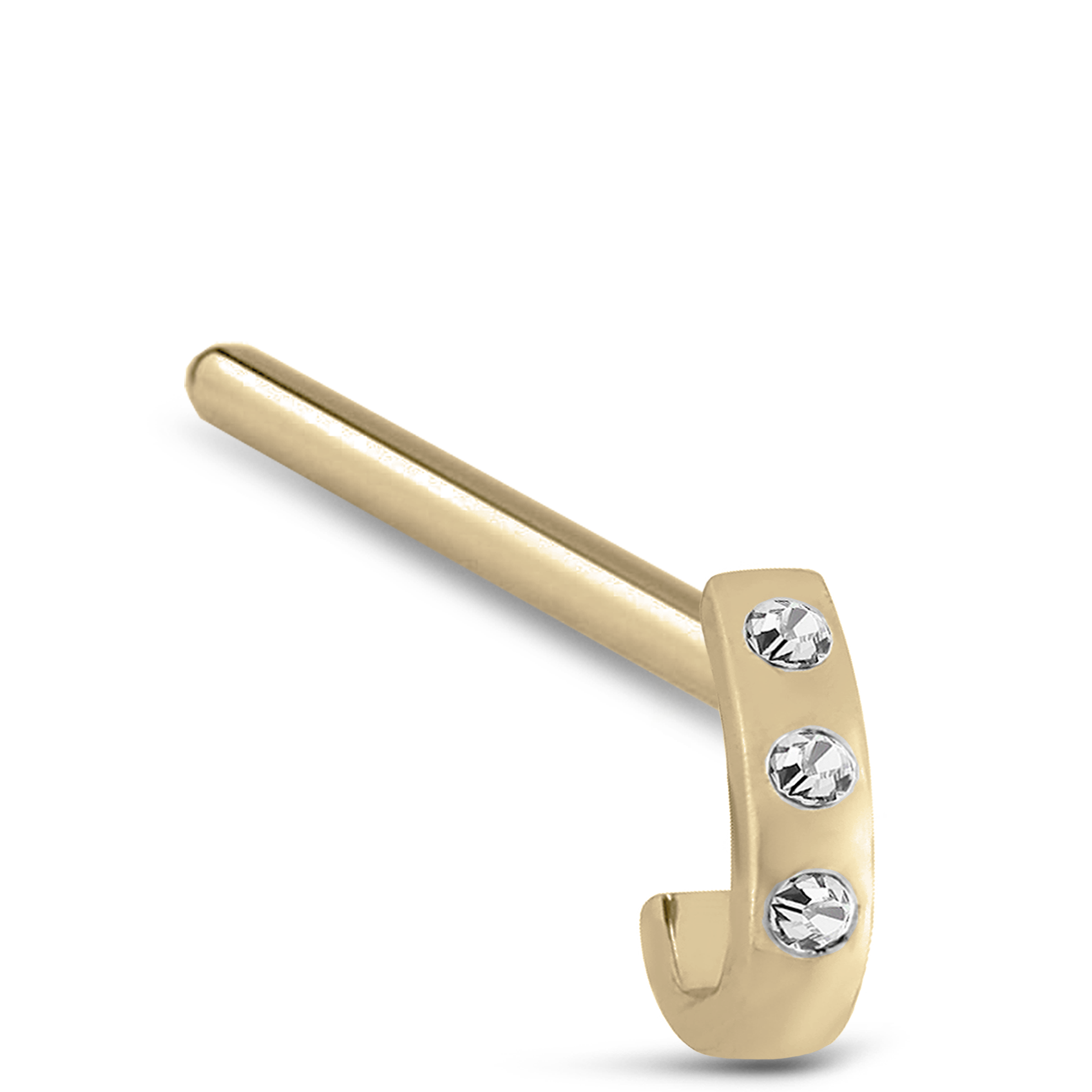 Triple Inset CZ Nose Hugger 316L Surgical Steel 20G