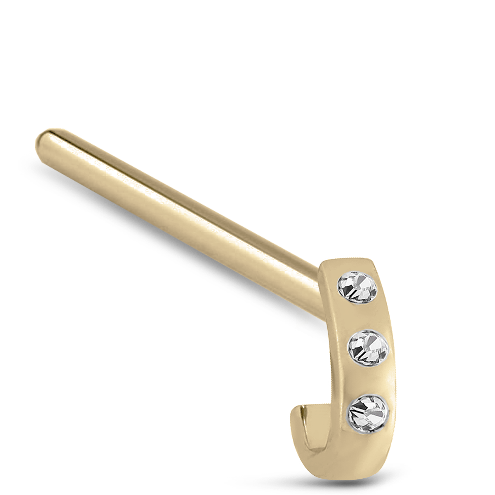 Triple Inset CZ Nose Hugger 316L Surgical Steel 20G