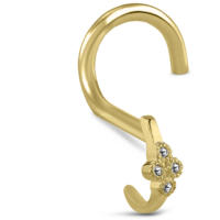 Surgical Steel Gold Colored 4 Stone Nose Hugger Left Nose Screw
