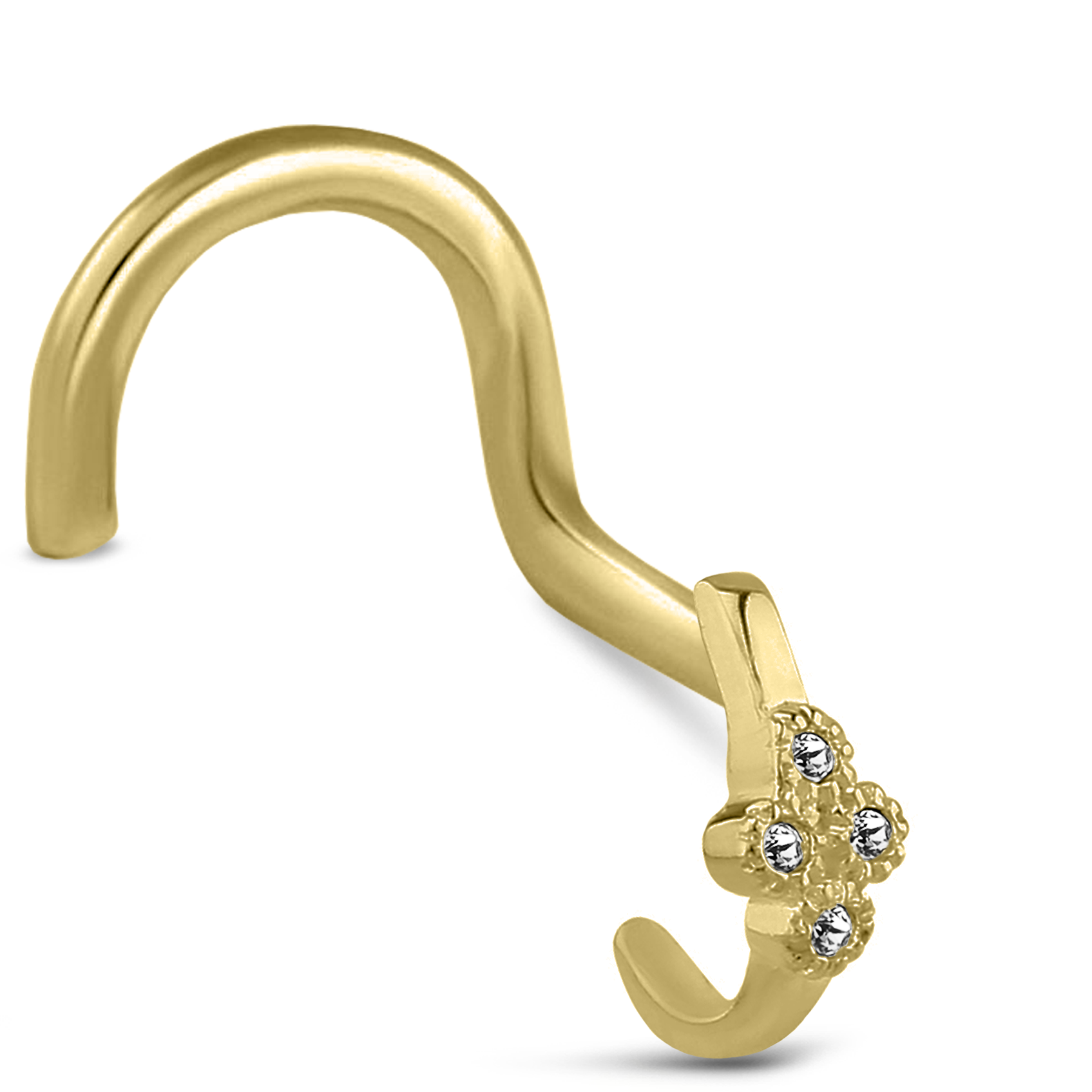 4 Stone CZ Nose Hugger Stud Ring 316L Surgical Steel