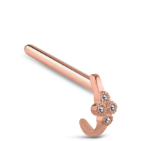 Surgical Steel Rose Colored 4 Stone Nose Hugger 10mm Straight