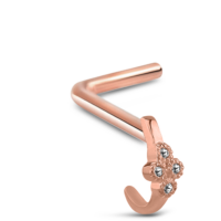 Surgical Steel Rose Colored 4 Stone Nose Hugger L Bend
