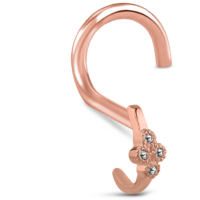 Surgical Steel Rose Colored 4 Stone Nose Hugger Left Nose Screw