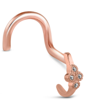 Surgical Steel Rose Colored 4 Stone Nose Hugger Right Nose Screw