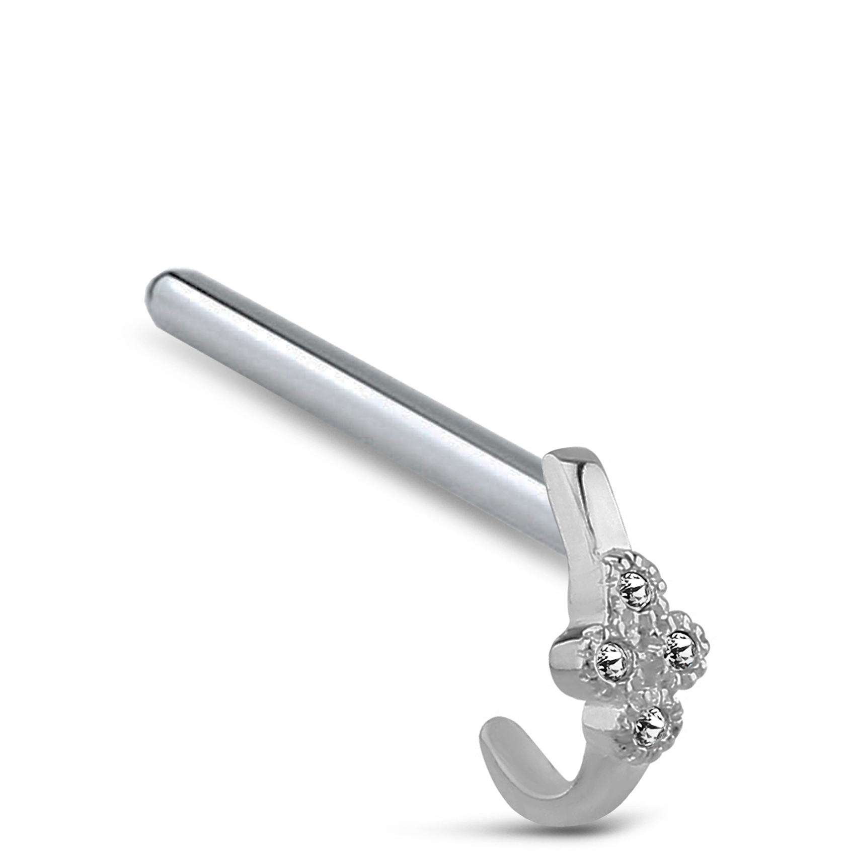 4 Stone CZ Nose Hugger Stud Ring 316L Surgical Steel