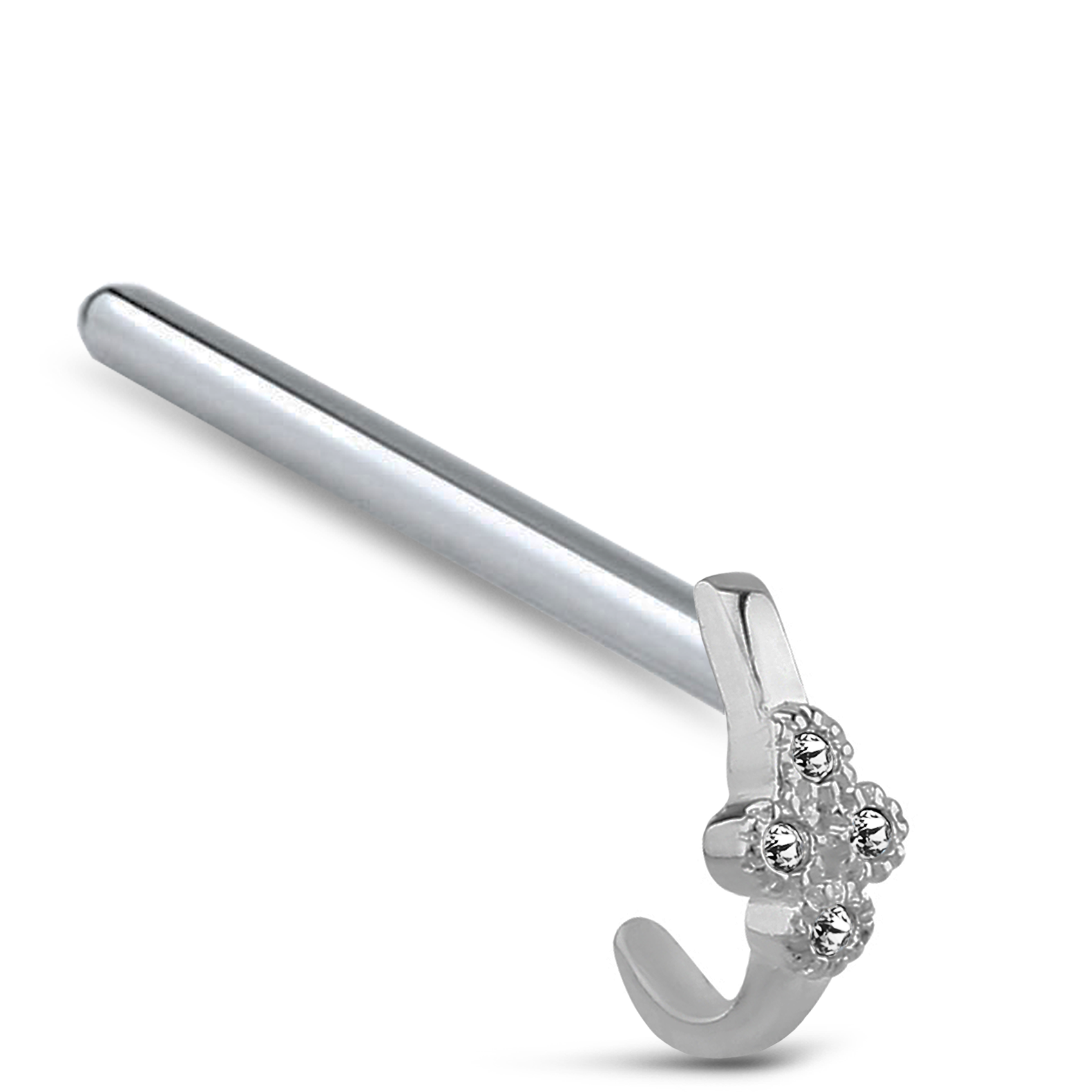 4 Stone CZ Nose Hugger Stud Ring 316L Surgical Steel
